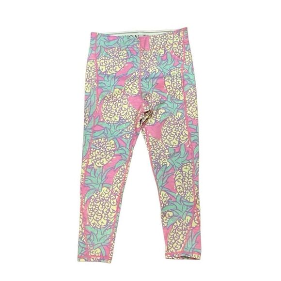 Ivory Ella Pineapple Print Cropped Leggings Pink Yoga Running Size Small - Picture 2 of 9